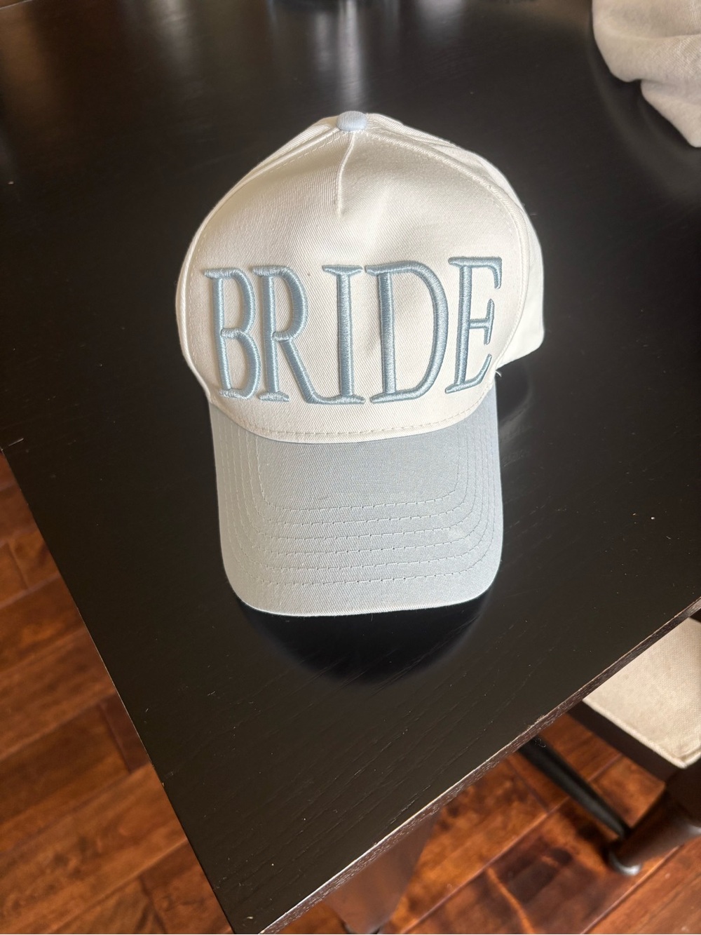 BRIDE Embroidered White and Light Blue Baseball Cap by